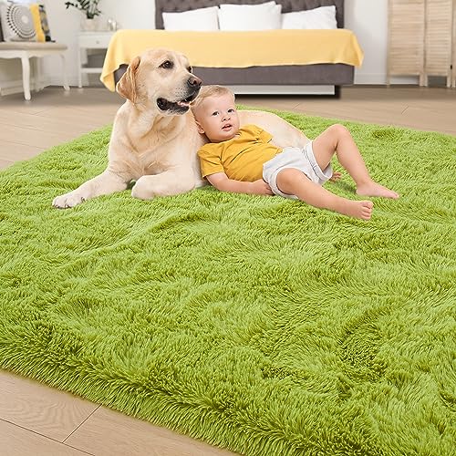 9x12 Fluffy Grass Green Rugs for Living Room Bedroom (Grass Green / 9' X 12' (Rectangular))