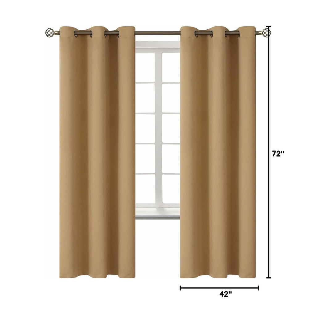 Blackout Curtains for Living Room (Khaki / 42"W x 72"L (Pack of 2))