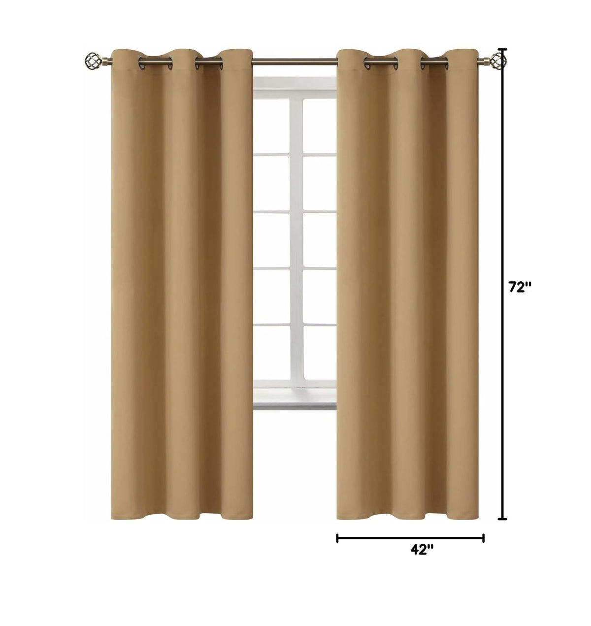 Blackout Curtains for Living Room (Khaki / 42"W x 72"L (Pack of 2))