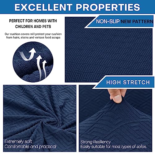 1 Piece Stretch Couch Cushion Covers Individual Sofa Slipcovers (Single Seat Cushion/Backrest / Navy Blue)