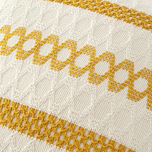 Set of 2 Mustard Yellow Decorative Lumbar Pillow Covers 12x20 Inch (20" x 12" (Pack of 2) / Mustard Yellow)