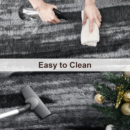 Super Soft Shaggy Rugs Fluffy Carpets (5' x 8' (Rectangular) / Charcoal Grey)