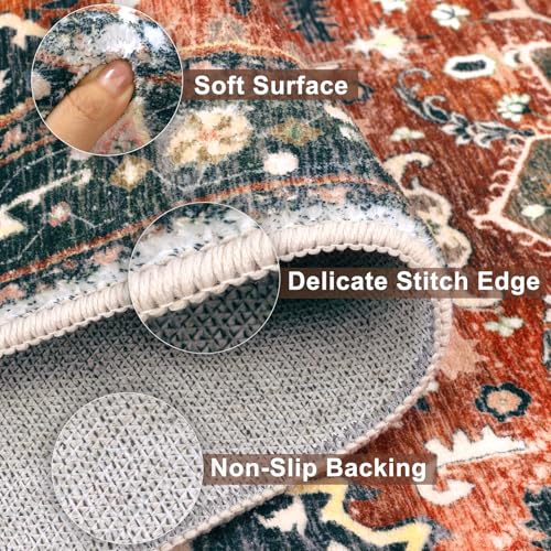 Washable Runner Rug (2' x 8' / Brick Red)