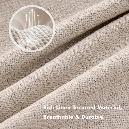 100% Blackout Linen Curtains for Bedroom 42 x 63 Inch Beige 2 Panels (Beige / 42"W x 63"L (Pack of 2))