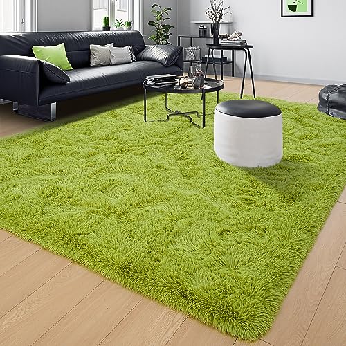 9x12 Fluffy Grass Green Rugs for Living Room Bedroom (Grass Green / 9' X 12' (Rectangular))