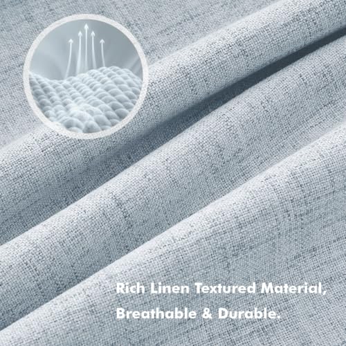 100% Blackout Linen Curtains 42 x 84 Inch Chambray Blue 2 Panels (Chambray Blue / 42"W x 84"L (Pack of 2))