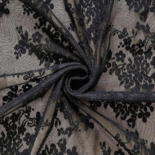 Vintage Lace Curtains 45 Inch Length (Black / 52"W x 45"L (Pack of 2))