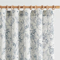 Blue Floral Linen Curtains 96 Inch Vintage Back Tab 2 Panels (Flower Blue on White / 50"W x 96"L (Pack of 2))