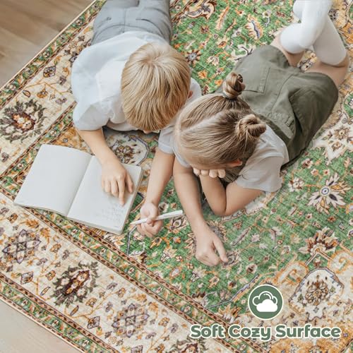 Area Rug 9x12 Washable Rug (Vintage Green / 9' x 12' (Rectangular))