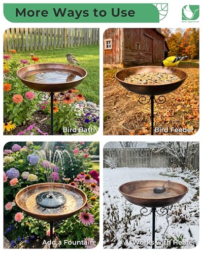 10" Small Metal Bird Bath with Stake (10 "diameter, 1.6" depth)