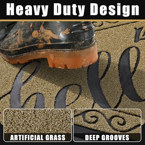 Welcome Mats for Front Door 36x24 (Beige Brown / 36x24 Inch)