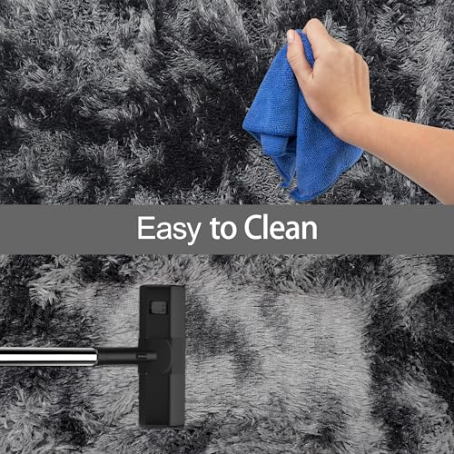 Tie Dyed Runner Rug for Bedroom Black Grey 2x5ft Fluffy Area Rug Bedside Runner Rug for Kids Room Boys Teens Nursery Baby Living Room Dorm Home Decor Carpets (Tie-dyed Black Grey / 2' x 5' (Runner))