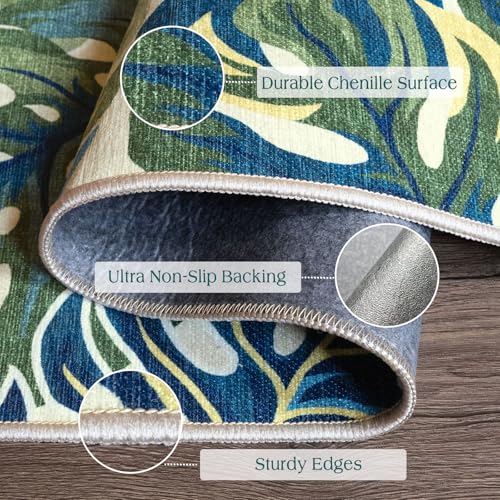 Boho Outdoor Rug (Monstera Leaf - Green Navy / 2'4" x 3'7" (Rectangular))