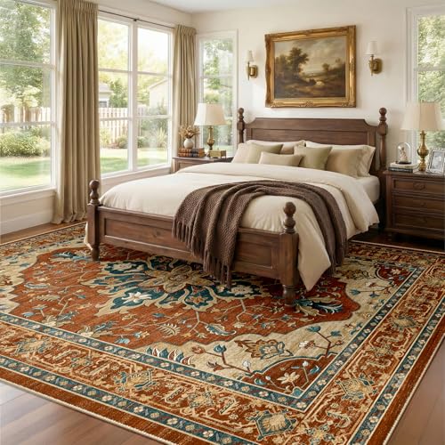 Washable Area Rug (Red/Orange/Blue/Brown / 8' x 10' (Rectangular))