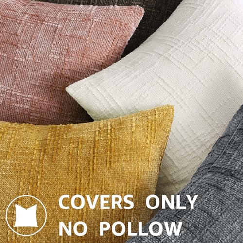 Textured Chenille Throw Pillow Covers 12x20 Set of 2 Pink (Pink / 20" x 12" (Pack of 2))