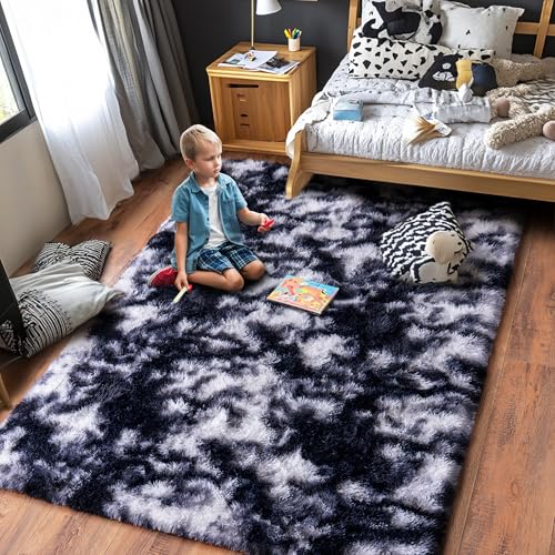 Black and White Rug for Living Room (9' x 12' (Rectangular) / Black White)