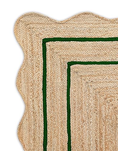 Naturally Textured Jute Scalloped Rug (Green / 5'x7' (Rectangular))