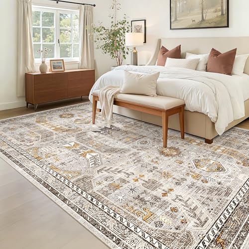 5x7 Area Rugs for Living Room (Brown/Gold / 5' x 7' (Rectangular))