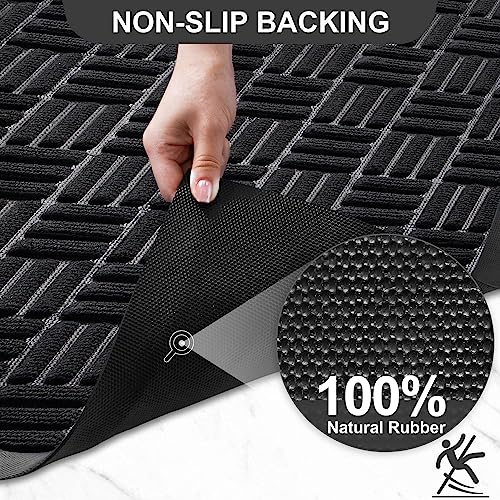 Front Door Mat Outdoor Entrance (Onyx Black / 2' x 3' (Rectangular))