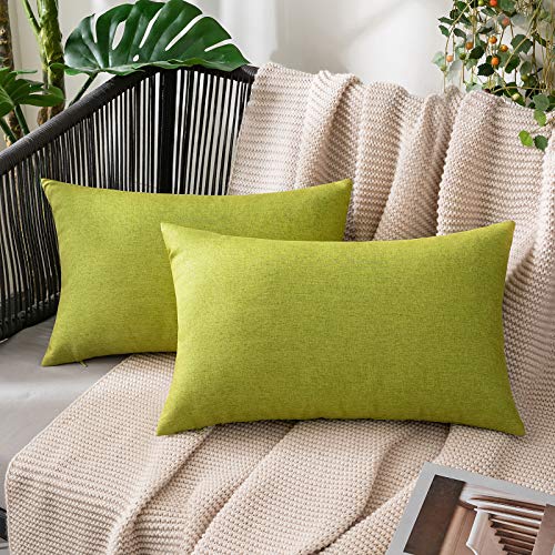 Decorative Outdoor Pillow Covers Lumbar Waterproof 12x20 Green (20" x 12" (Pack of 2) / Green)