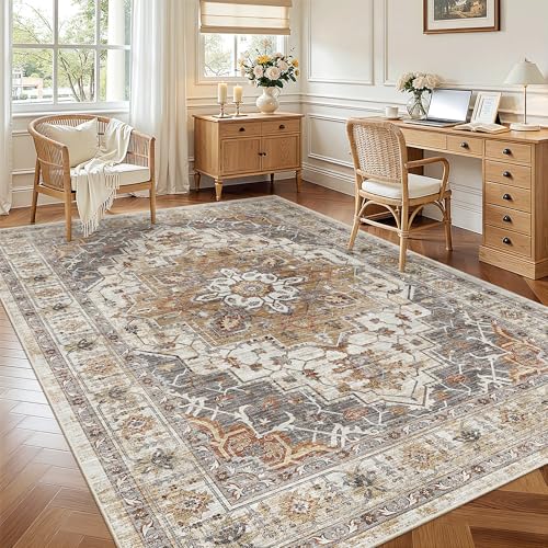 5x7 Area Rugs for Living Room (Turmeric/Grey / 5' x 7' (Rectangular))