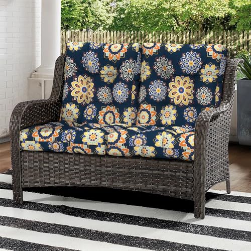 Outdoor Back Chair Cushions (42"x21"x4" / Gilded Azure)