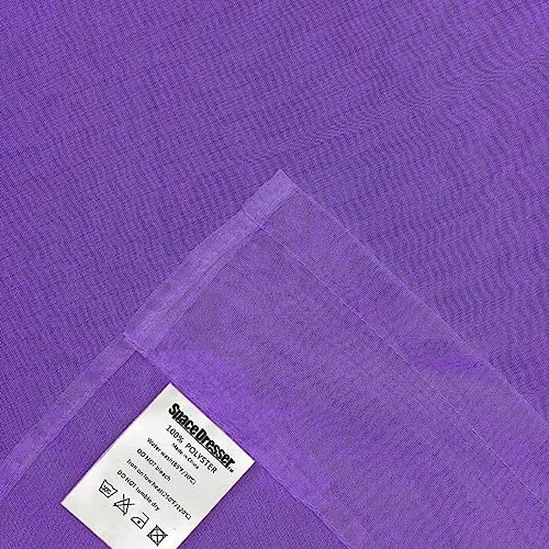 Sheer Voile Window Treatment Rod Pocket Curtain Panels for Kitchen Bedroom Living Room Drapes Sunlight Filtering Privacy Semi Home Decor Assorted (Purple / 52"W x 108"L (Pack of 2))