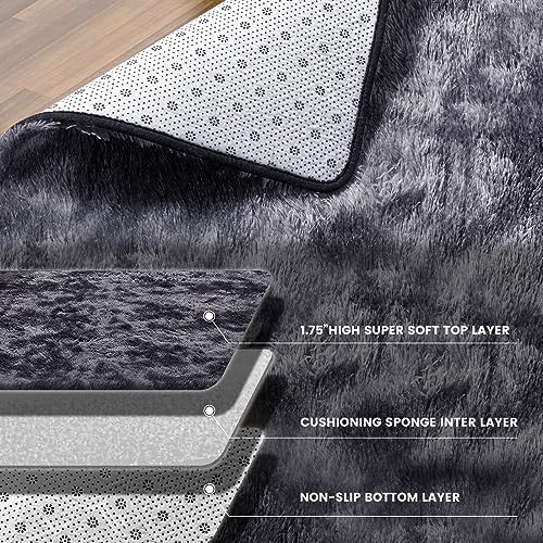 Shag Area Rugs for Living Room 5x7 Feet (Dark Grey / 5' x 7' (Rectangular))
