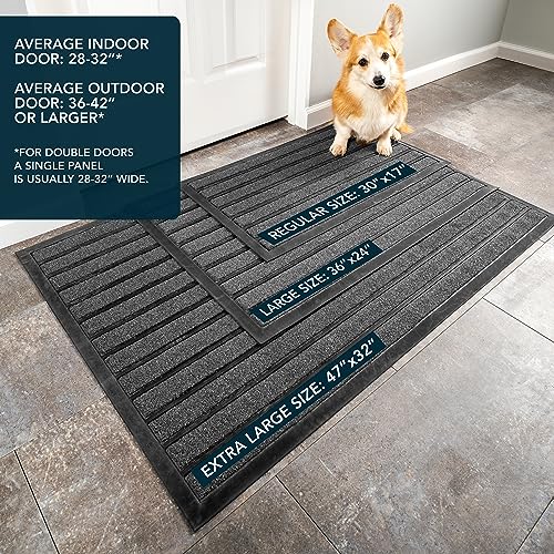 Extra Durable Door Mat Outside Entrance (47" x 32" (Rectangular) / Bright Grey)