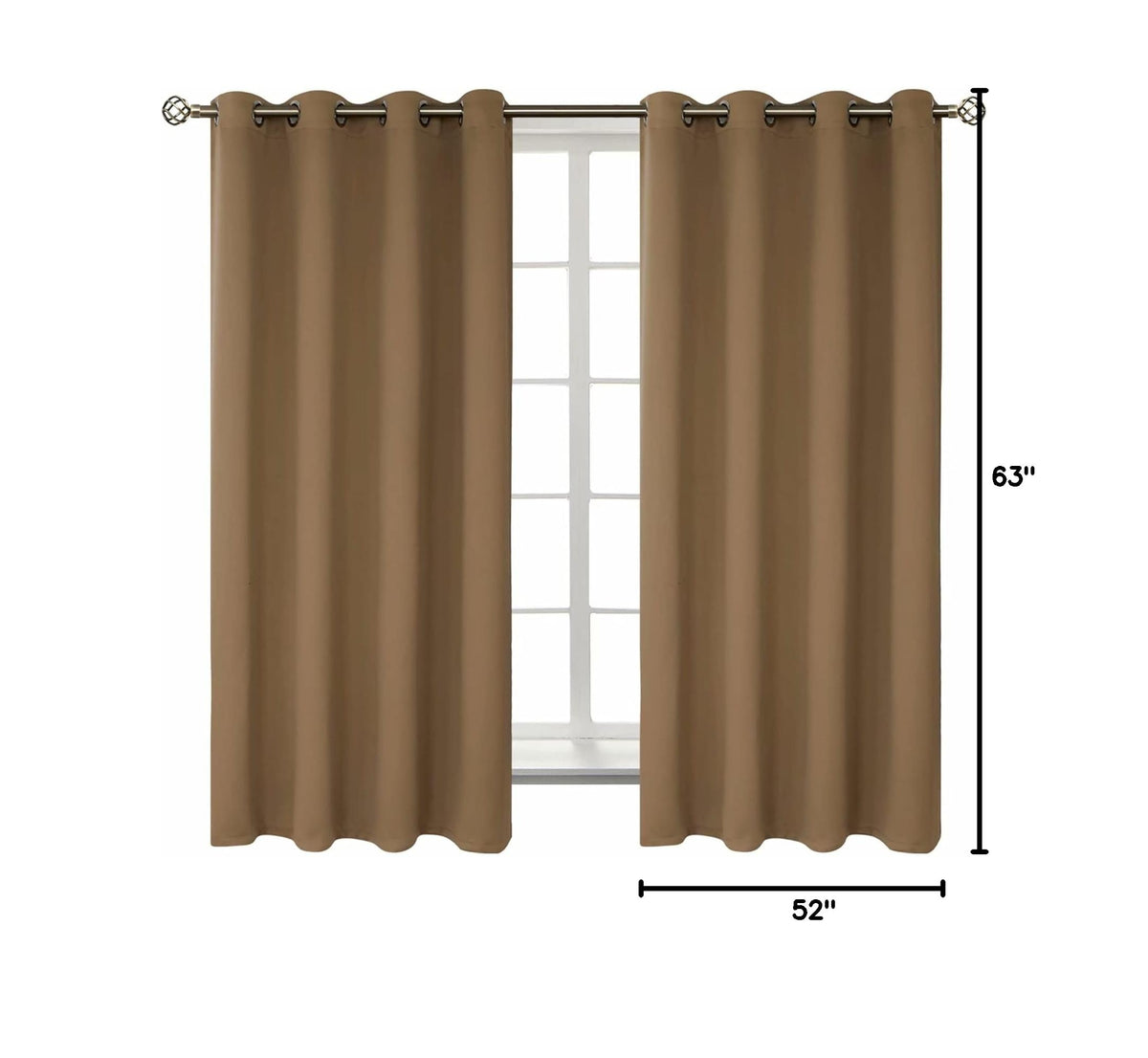 Taupe Blackout Curtains for Bedroom 63 Inch Long (Taupe / 52"W x 63"L (Pack of 2))