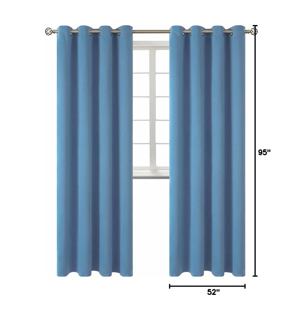 Denim Blue Blackout Curtains for Living Room 95 Inch Long (Faded Denim / 52"W x 95"L (Pack of 2))