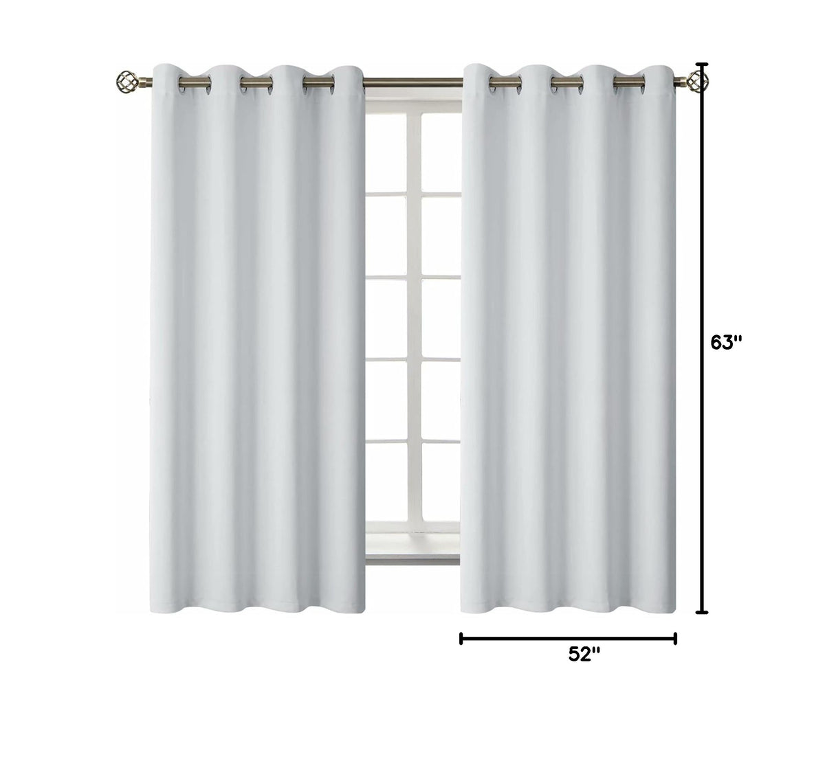 Greyish White Room Darkening Curtains 63 Inch for Bedroom (Greyish White / 52"W x 63"L (Pack of 2))