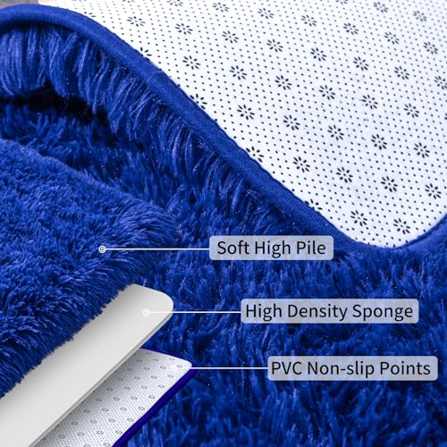 Soft Runner Rugs for Bedroom Hallways (2' x 6' (2 pcs) / Royal Blue)