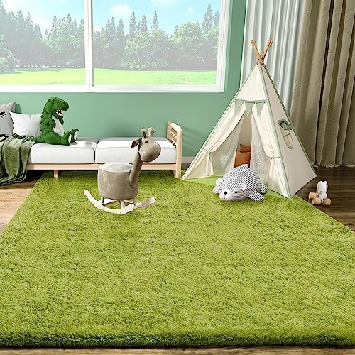 Green Rug Grass Area Rugs for Bedroom (7- Green / 4' x 6' (Rectangular))