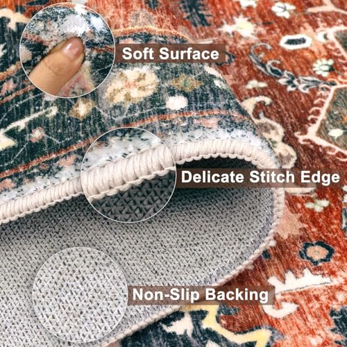 Washable Runner Rug (3' x 6' / Brick Red)
