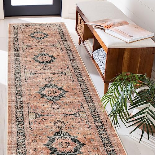 Hallway Washable Runner Rug (2'6" x 14' (Rectangular) / Orange)