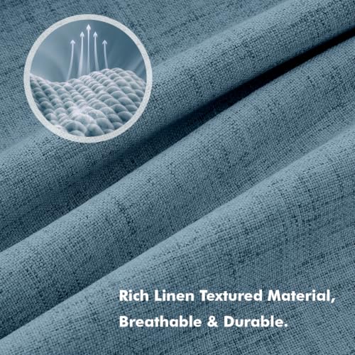 100% Blackout Linen Curtains 42 x 63 Inch Stone Blue 2 Panels (Stone Blue / 42"W x 63"L (Pack of 2))