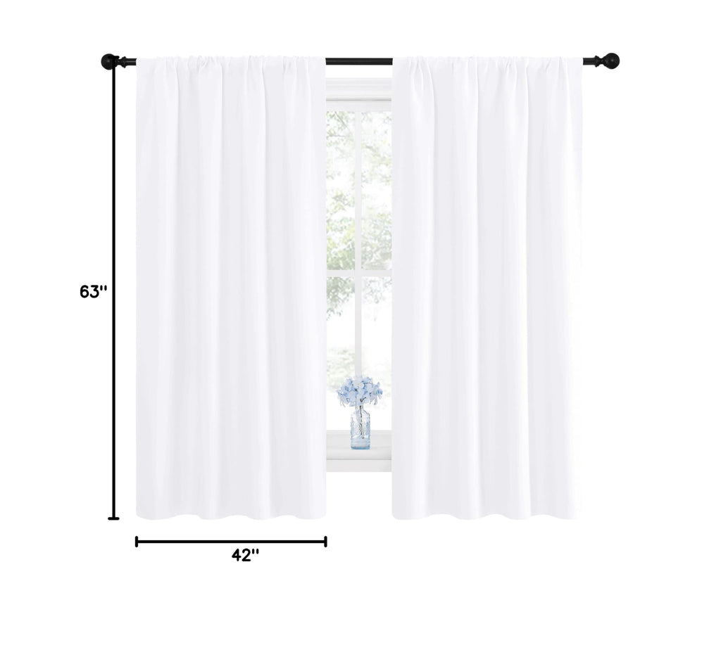 Bedroom Curtains (Pure White / 42"W x 63"L (Pack of 2))