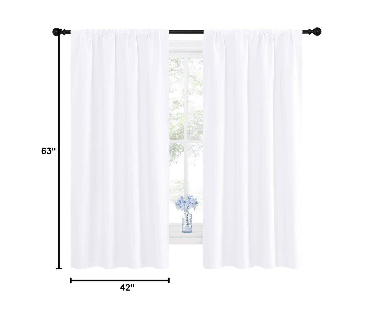 Bedroom Curtains (Pure White / 42"W x 63"L (Pack of 2))