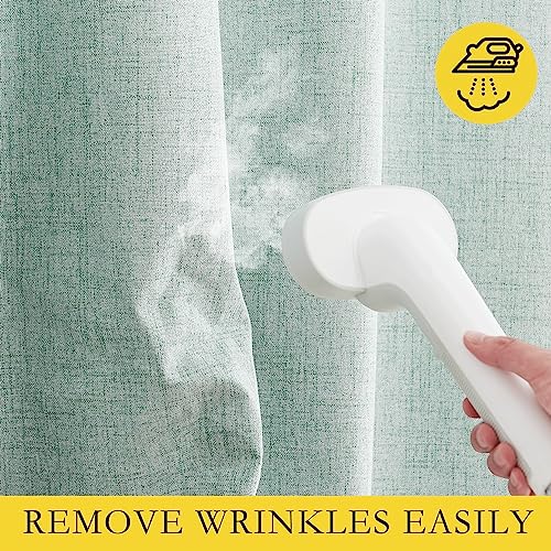 100% Absolutely Blackout Linen Curtains with Thermal Insulated Liner (62"W x 63"L (Pack of 2) / Seafoam Green)