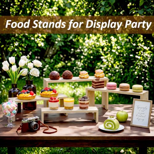 2 Set Wooden Cupcake Stand for Decor (Original Wood / 4 Tiers)