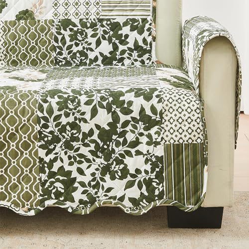 Reversible Patchwork Sofa Cover (Sofa / Patchwork - Olive / Brown)