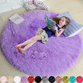 Purple Fluffy Round Kids Area Rug 5Ft for Girls Bedroom Nursery (Purple / 5' (Round))