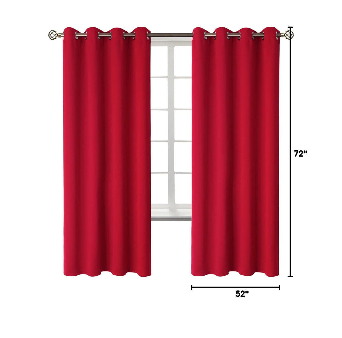 Red Blackout Curtains for Bedroom 72 Inch Long (Red / 52"W x 72"L (Pack of 2))