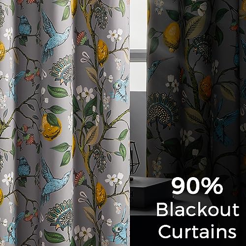 Gray Patterned Curtains 96 Inch Long for Living Room (Grey / 52"W x 96"L (Pack of 2))