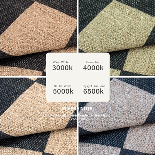 Checkered Easy Jute 4ft Round Outdoor Rug (4' Round / Black/Checkerboard -1)