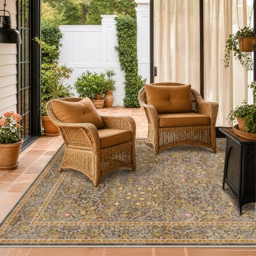 Washable Brown Oriental 5x8 Area Rug for Living Room (Gold Brown / 5' x 8' (Rectangular))