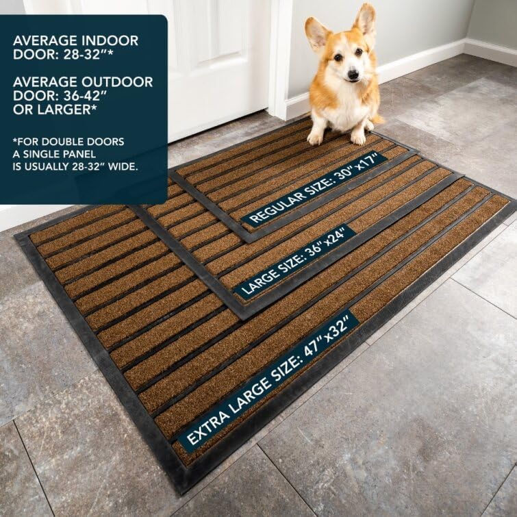 Extra Durable Door Mat Outside Entrance (47" x 32" (Rectangular) / Bright Brown)