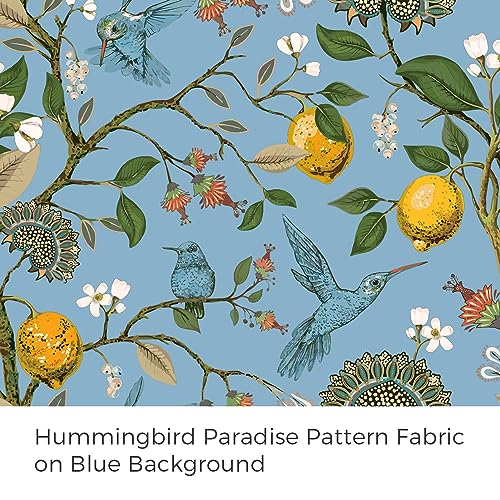 Blue Patterned Curtains 2 Pages 96 Inches Long Blackout Heat Block Farmhouse Watercolor Floral Flower Hummingbird Printed Drapes Grommet Window Treatment for Living Room (Light Blue / 52"W x 96"L (Pack of 2))