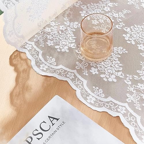 Vintage Lace Curtains 90 Inches Long (Bright White / 52"W x 90"L (Pack of 2))